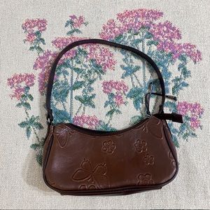 (SOLD) y2k western boho brown leather butterfly shoulder bag